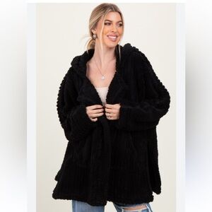 Hem & Thread Faux Fur Textured Jacket Black Size M/L NWT